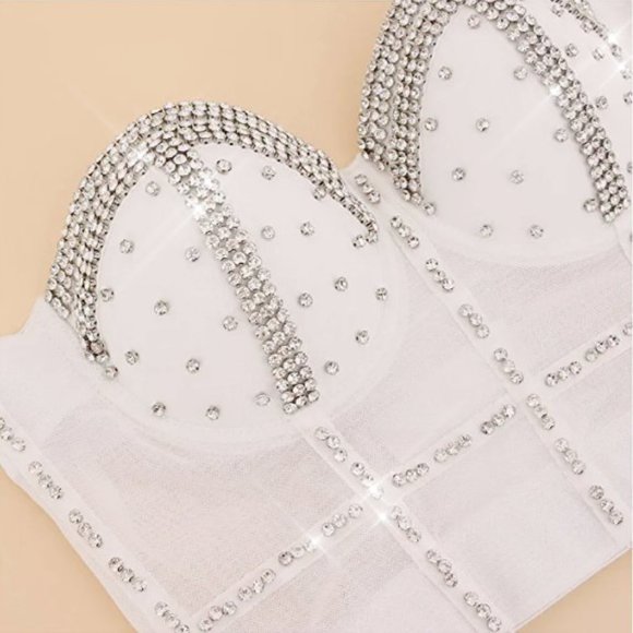 NEW Sparkling Bling Swarovski Crystal Rhinestone Bustier Bra Top + Gift! - Picture 7 of 10